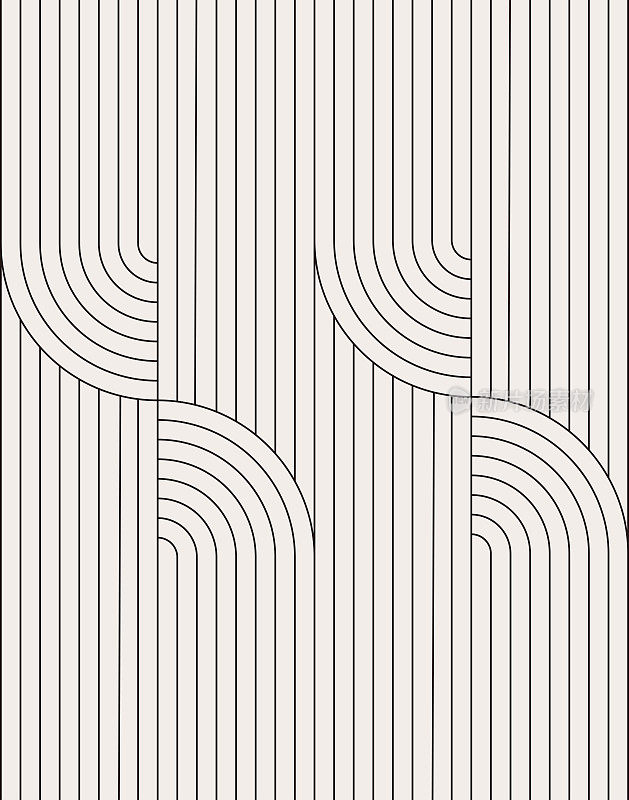 抽象黑白几何线条排列对称图案背景