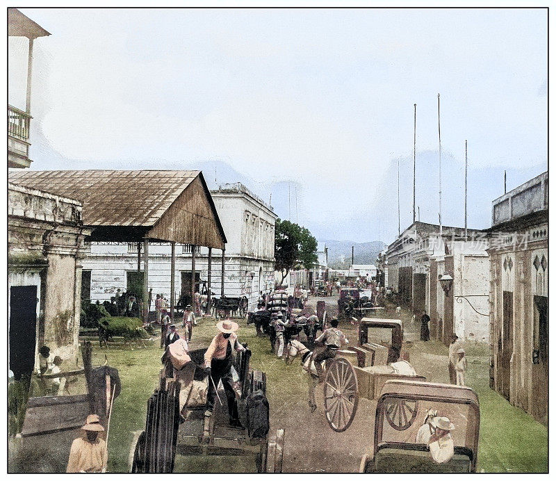 古色古香的黑白照片:波多黎各庞塞码头街
