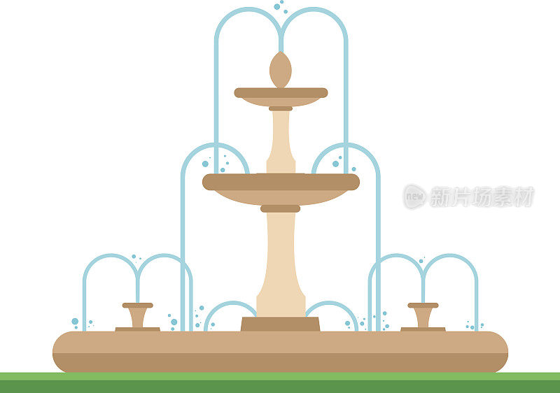 可爱的卡通向量插图的一个公园里的喷泉