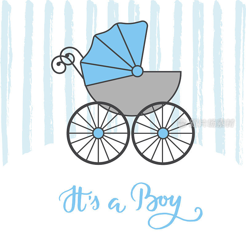 蓝色婴儿婴儿车给男孩。
