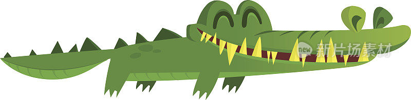 可爱的鳄鱼蜥蜴卡通游泳。矢量字符插图为儿童书籍。