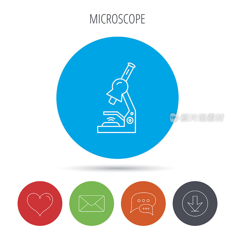 显微镜图标。医学实验室设备。