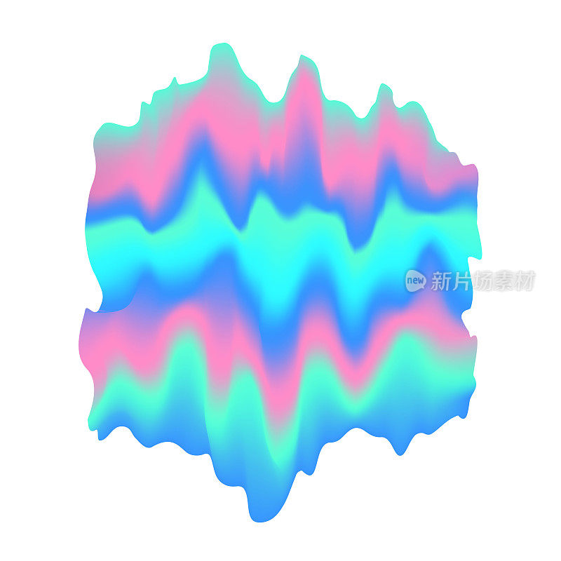 模糊液体波浪全息抽象柔软充满活力的粉红色、蓝色、绿松石色流动混合梯度离奇的形状
