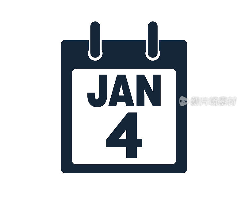 1月4日日历图标股票矢量插图