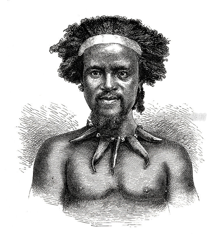 东非一位非洲酋长的肖像