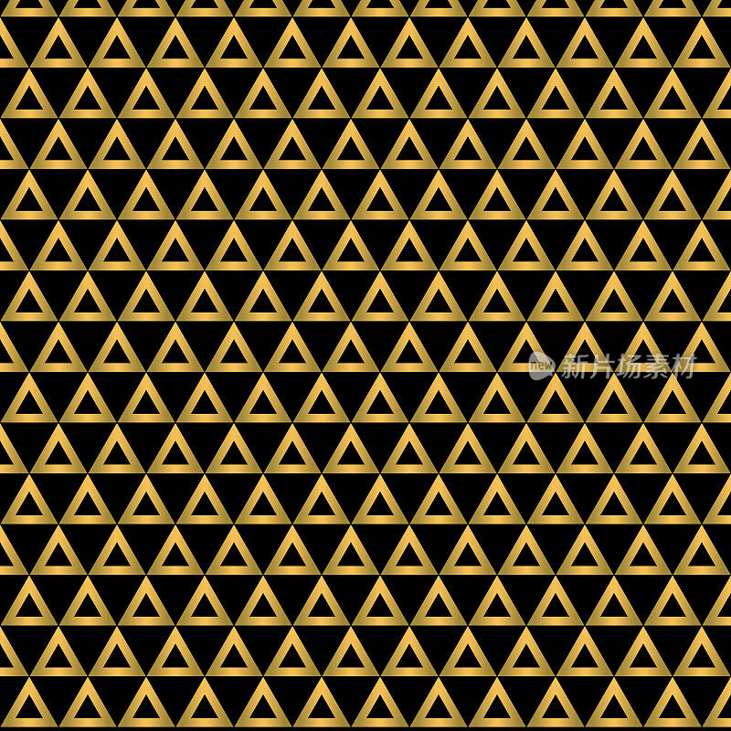 均匀间隔，同等大小，三角形的模式与黄金3d效果。模式背景说明。