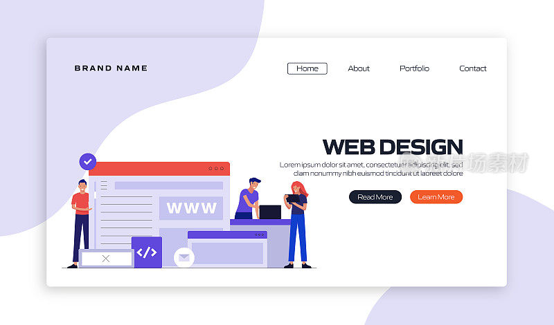 网页设计概念矢量插图的着陆页模板，网站横幅，广告和营销材料，在线广告，业务演示等。