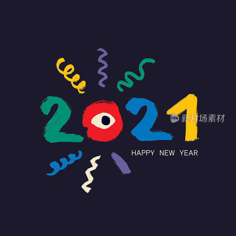 用手绘元素迎接2021年新年