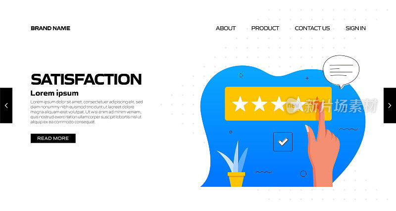满意度调查概念矢量插图登陆页面模板，网站横幅，广告和营销材料，在线广告，业务演示等。