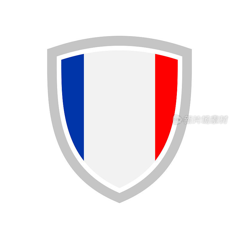 法国-旗帜图标矢量插图-盾