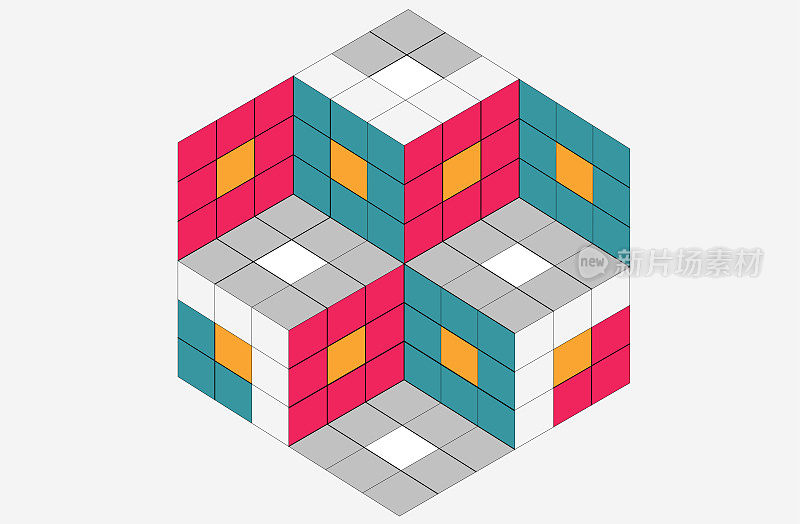 彩色数字三维立方体图案