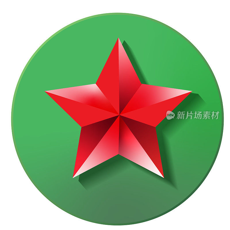 圣诞3D应用红星树顶部图标设计在充满活力的梯度颜色