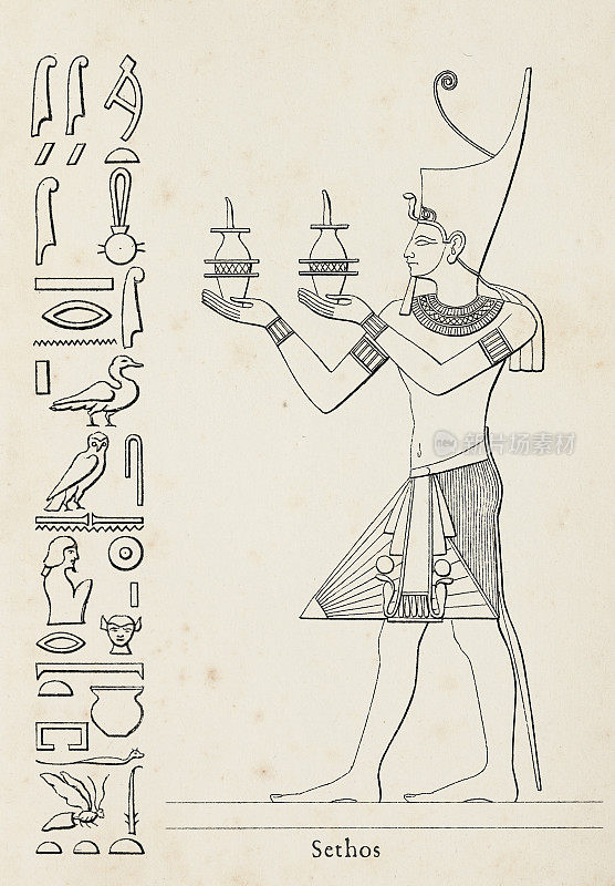 古埃及国王塞索斯一世的象形文字