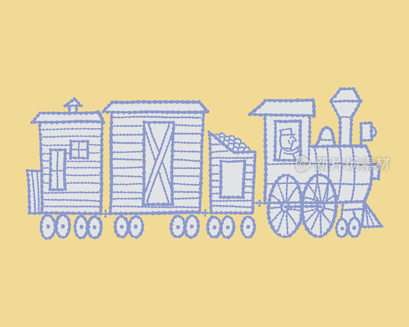 蒸汽火车与火车司机微笑