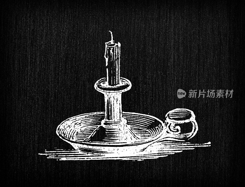 古董雕刻插画:蜡烛