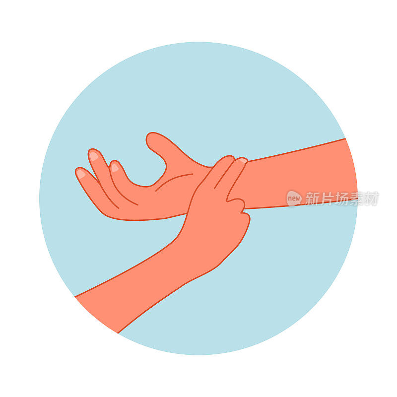 将两根手指平放在手腕上手动检查心率。