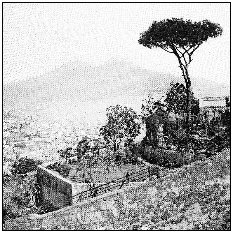 那不勒斯和坎帕尼亚的古董旅行照片:从维吉尔的坟墓看