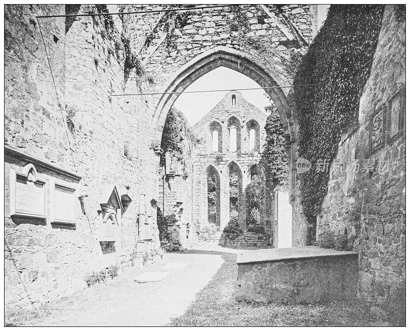 爱尔兰的古董照片:唐郡的格雷修道院
