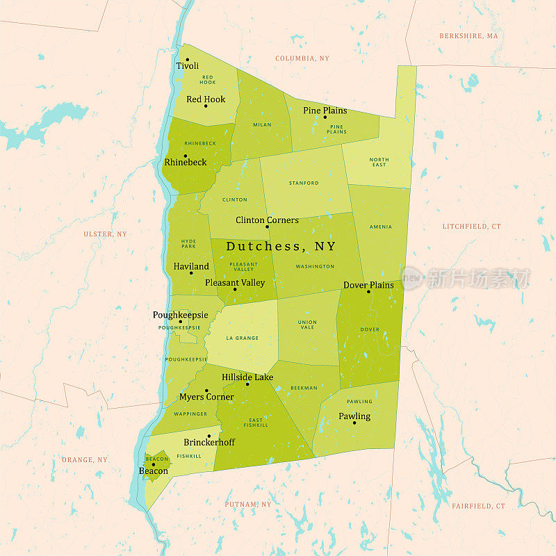 纽约达奇斯绿色矢量地图