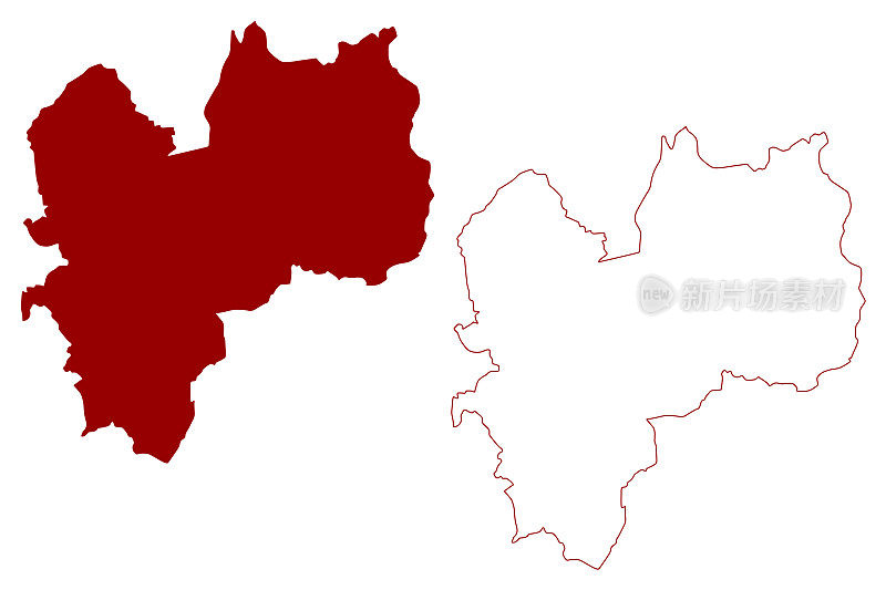 罗奇代尔大都市区(大不列颠及北爱尔兰联合王国，大曼彻斯特大都市区和礼仪郡，英格兰)地图矢量插图，涂鸦草图地图