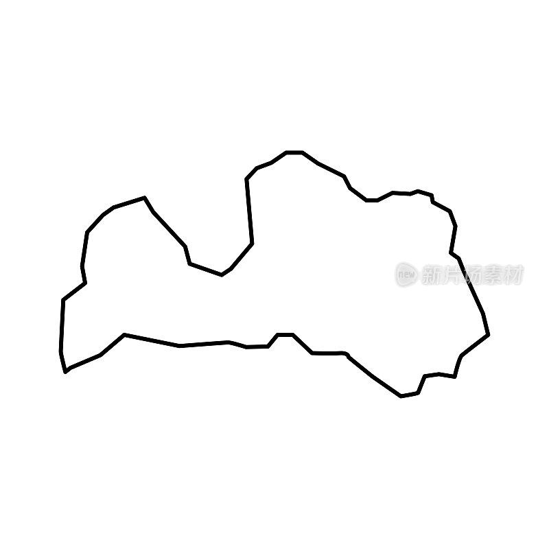 拉脱维亚的地图。拉脱维亚线性风格。线性图标