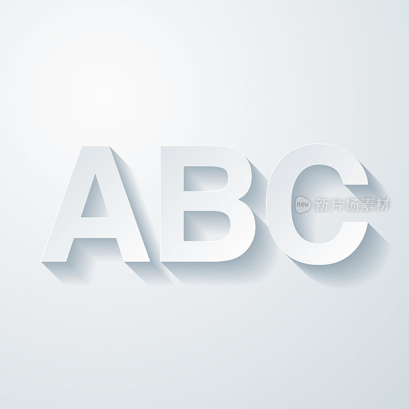 ABC字母。空白背景上剪纸效果的图标