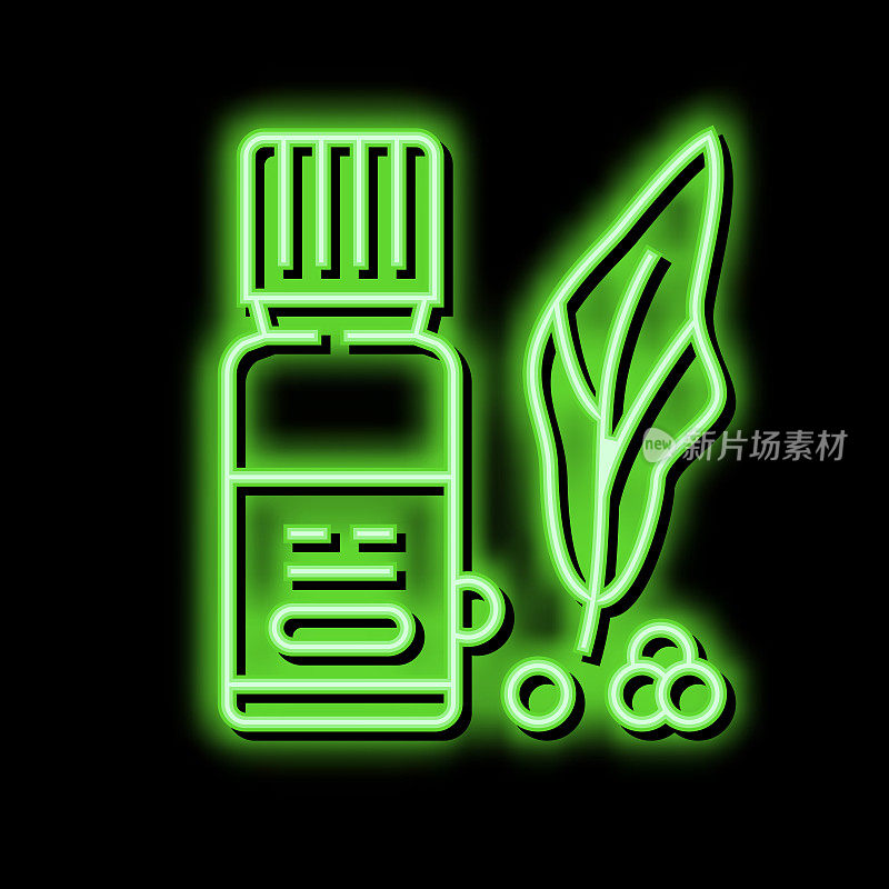 天然维生素植物疗法霓虹灯发光图标插图