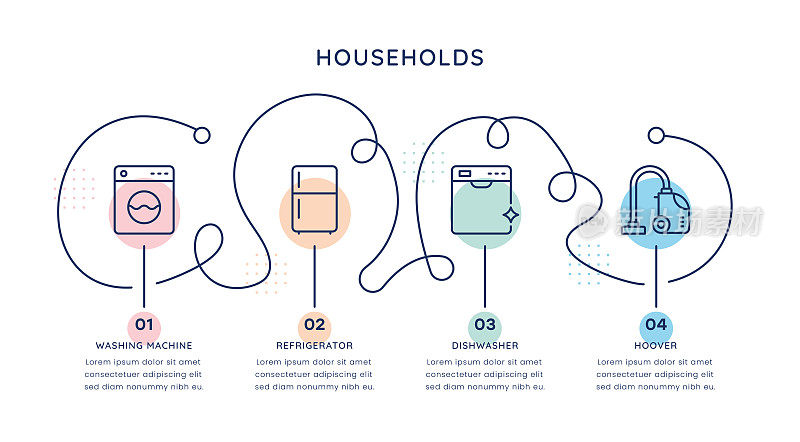家庭时间轴信息图表模板的网络，移动和印刷媒体