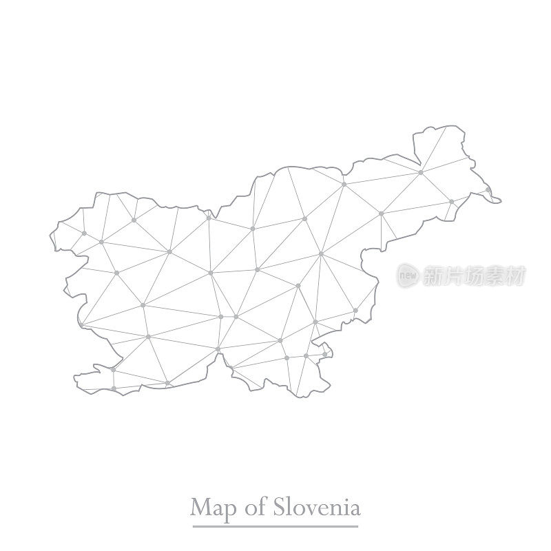 斯洛文尼亚的矢量地图与多边形抽象。