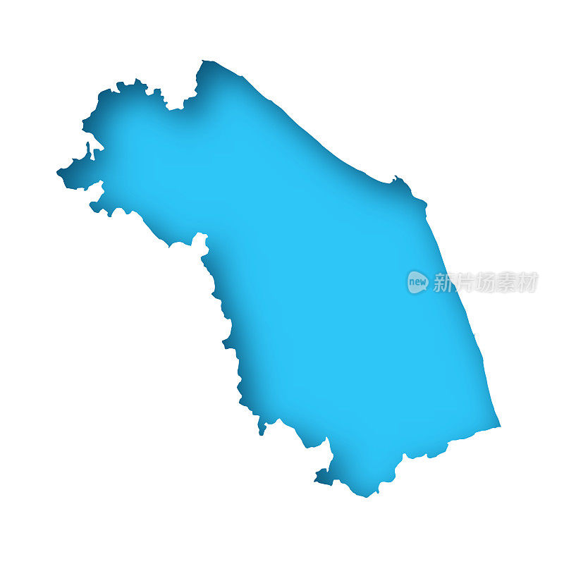 Marche地图-白纸剪出蓝色背景