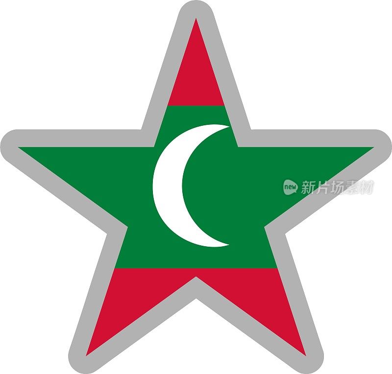 马尔代夫国旗图标矢量插图材料