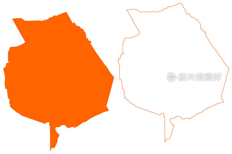 最佳直辖市(荷兰王国，荷兰，北布拉班特省或北布拉班特省)地图矢量插图，涂鸦草图最佳地图