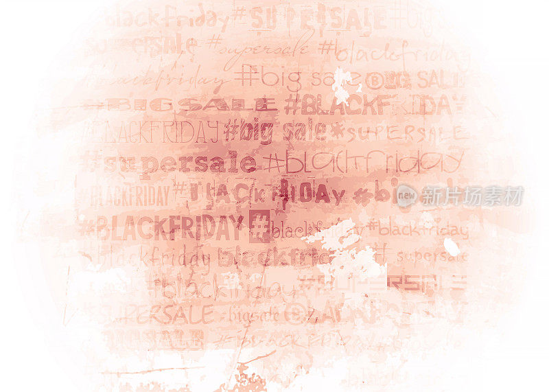 季节性销售概念青铜风格，艺术系列。黑色星期五，大折扣。折扣与标签抽象具体的垃圾背景文字。创意时尚的背景。
