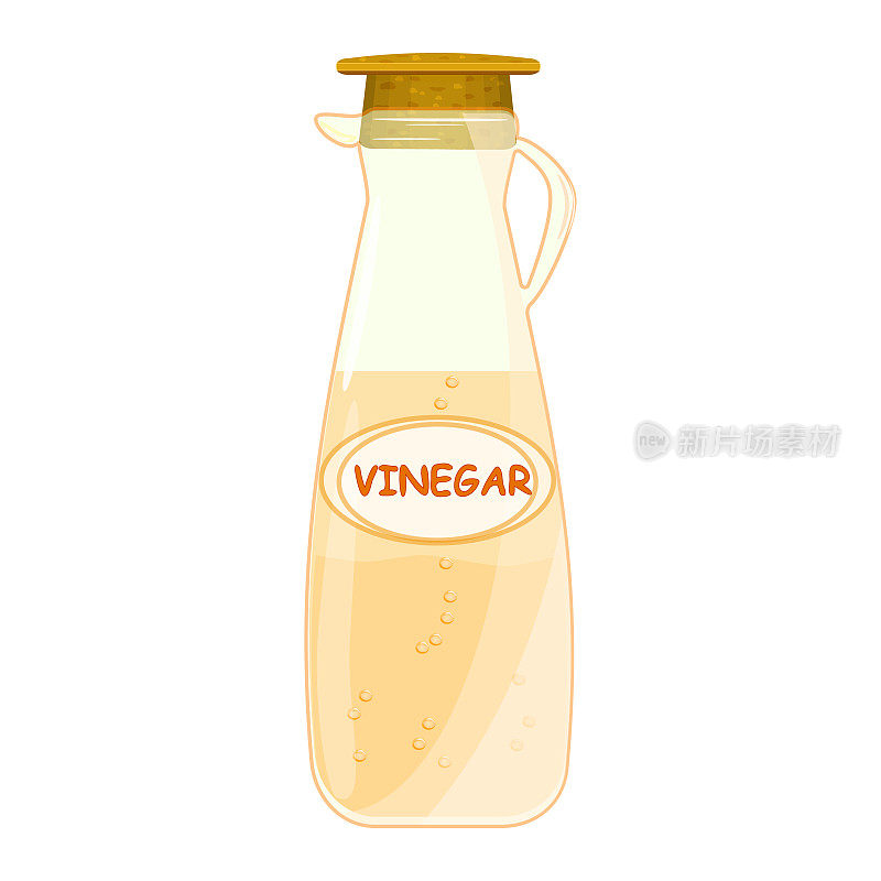 一瓶醋被隔离在白色背景上。玻璃水罐里的苹果醋。