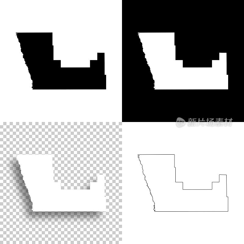 波尔克县，明尼苏达州。设计地图。空白，白色和黑色背景
