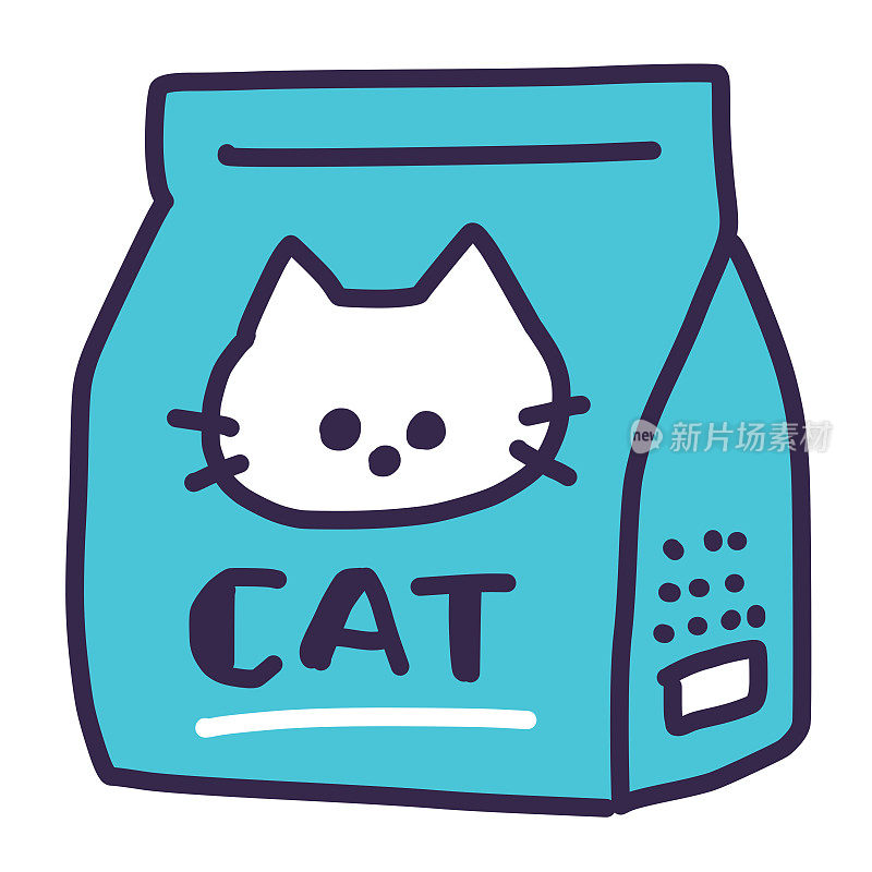 猫粮与可爱的猫插图