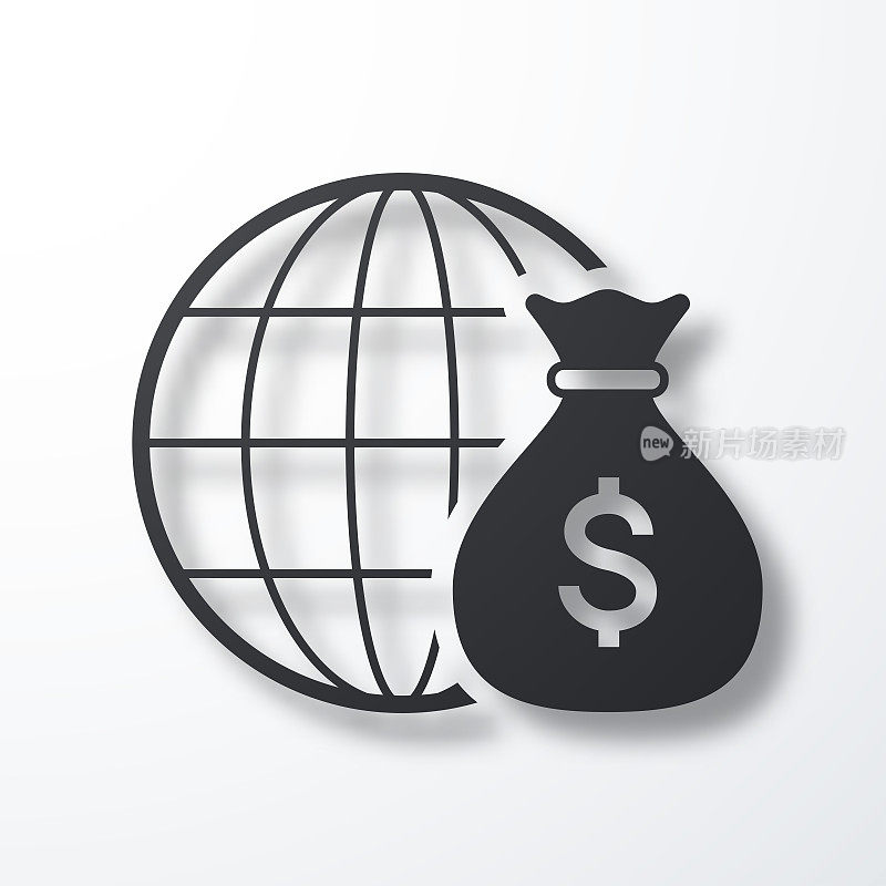 美元在全球流通。白色背景上的阴影图标