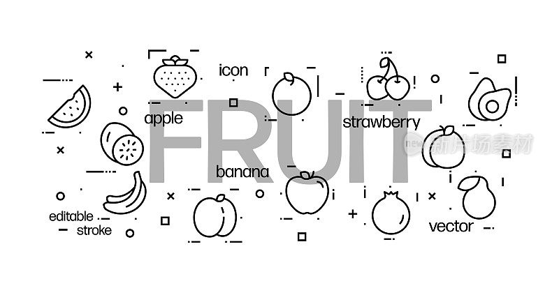 水果图标的中心设置标题