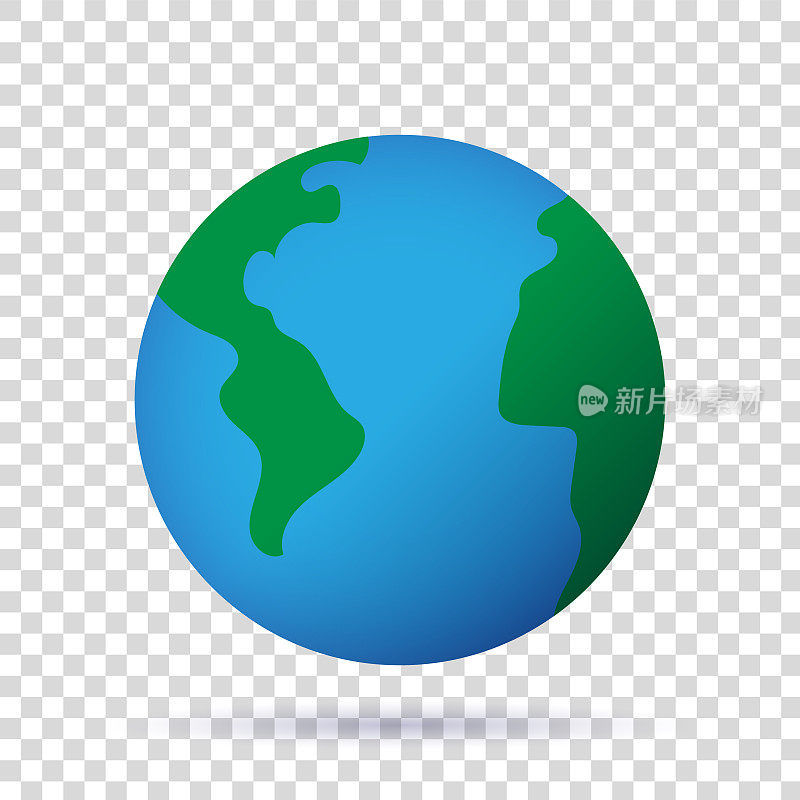 透明背景上的行星地球图标。