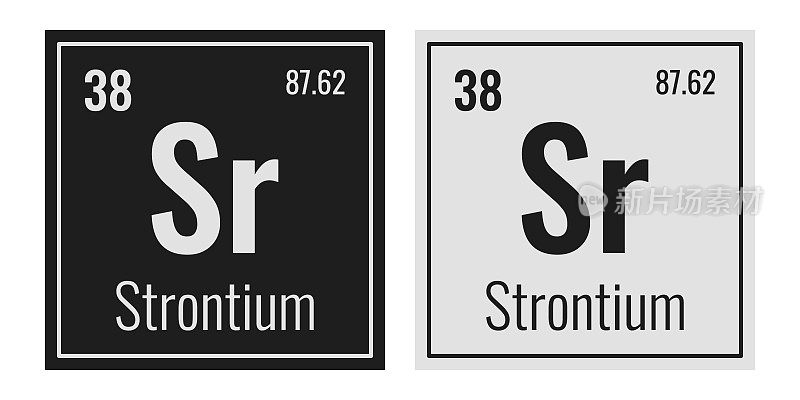 锶的象征。元素周期表中的化学元素。矢量插图隔离在白色背景上。玻璃的迹象。