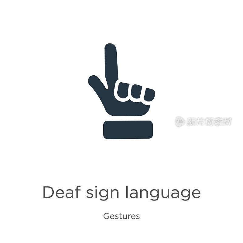 聋人手语图标向量。时尚平聋人手语图标从手势收集孤立的白色背景。矢量插图可以用于网页和移动平面设计，标志，