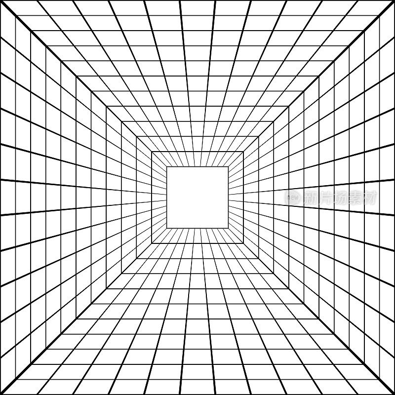 三维透视网格隧道矢量透视正方形网格