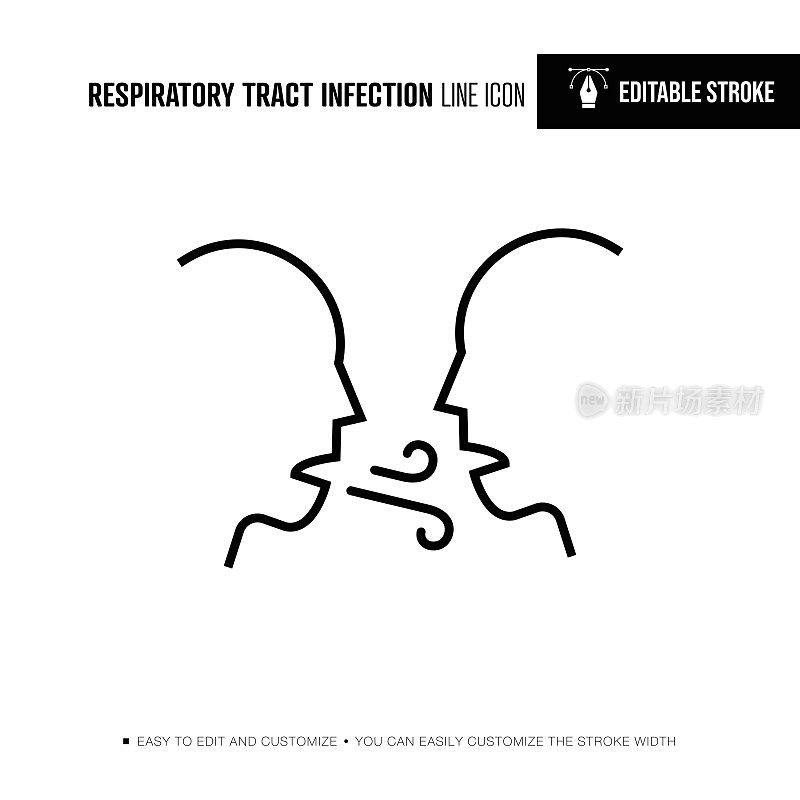 呼吸道感染线图标-可编辑的中风