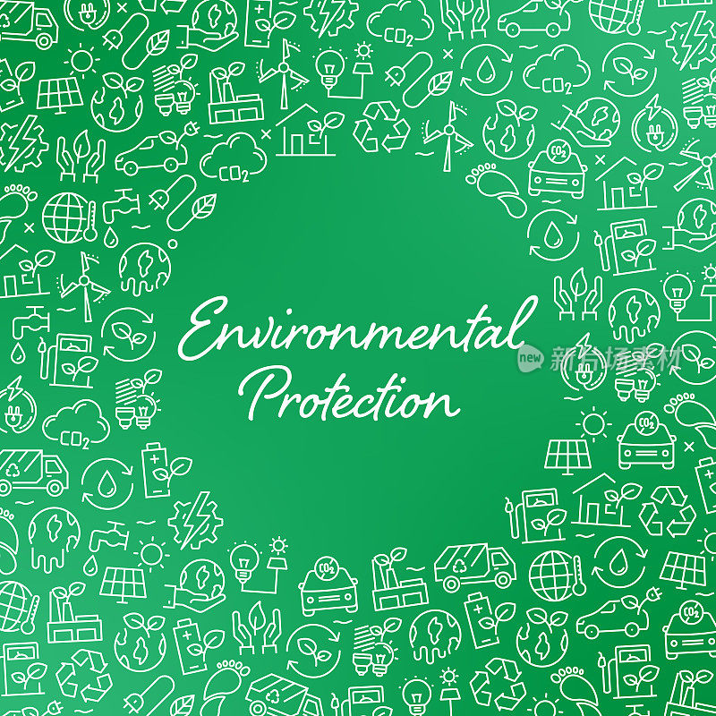 环境保护-绿色能源与自然概念矢量模式与抽象背景。