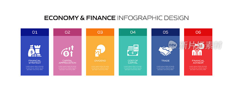 经济和金融概念信息图模板，元素和图标。简单的矢量信息图设计