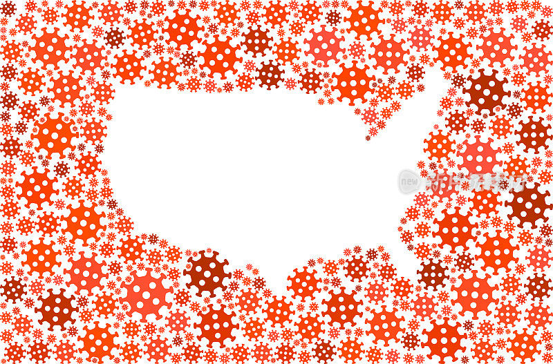 美国地图流感冠状病毒图标模式