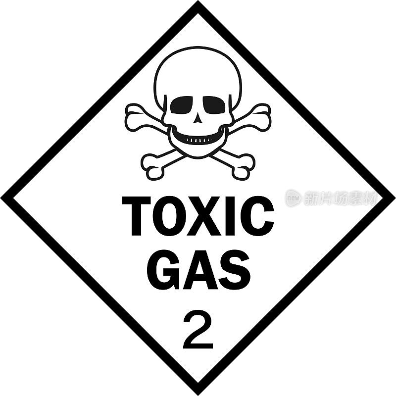 有毒气体的迹象。第2类危险品标牌。