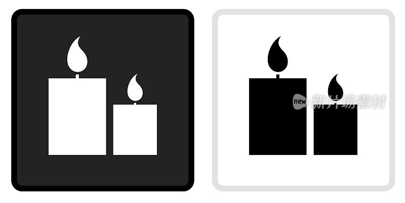 两个点燃的蜡烛图标上的黑色按钮与白色翻转