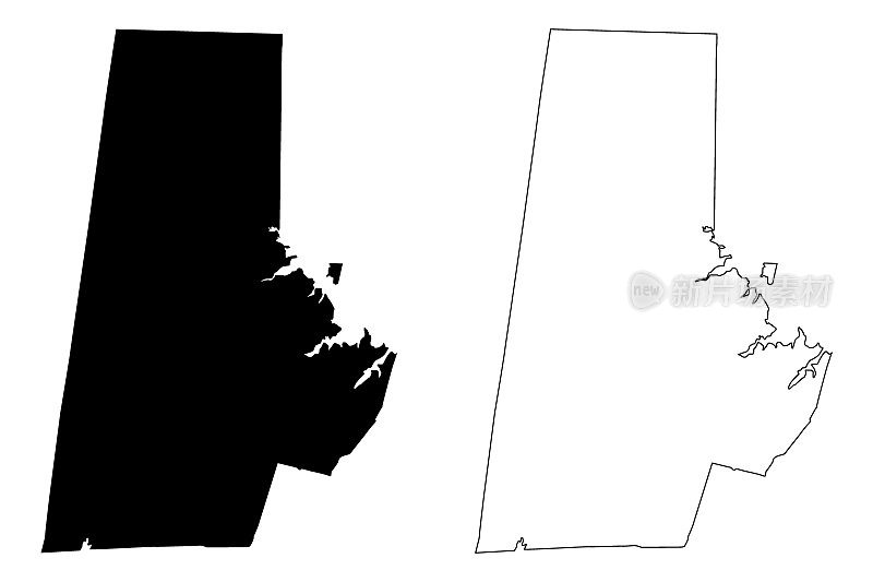 美国北卡罗来纳州达勒姆县(美国县，美国，美国)地图矢量插图，涂鸦草图达勒姆地图