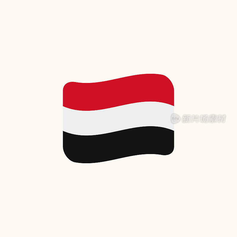 也门旗矢量。孤立的也门旗飘扬着平矢旗